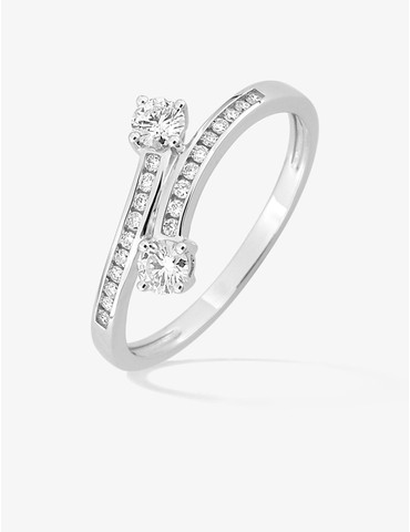 Bague or 750 ‰ blanc avec...