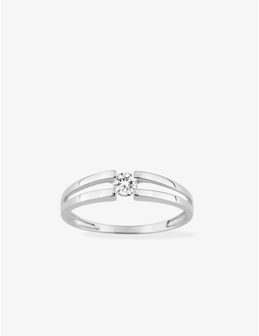 Bague or 375 ‰ blanc avec...