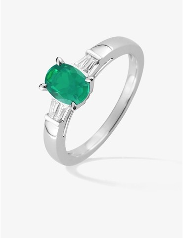 Bague or 750 ‰ blanc avec...