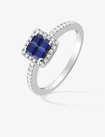 Bague or 750 ‰ blanc avec...