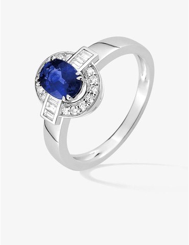 Bague or 750 ‰ blanc avec...