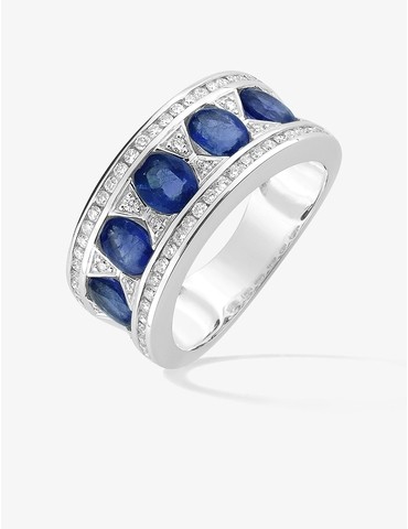 Bague or 750 ‰ blanc avec...