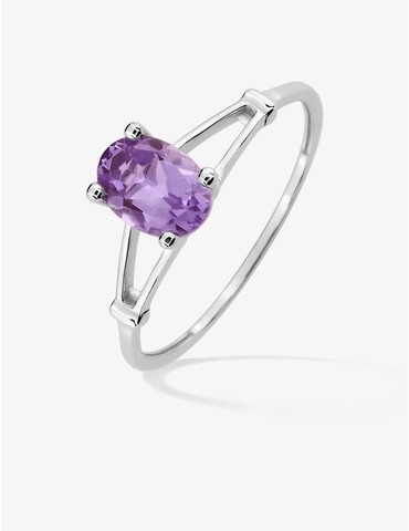 Bague améthyste or 375 ‰ blanc