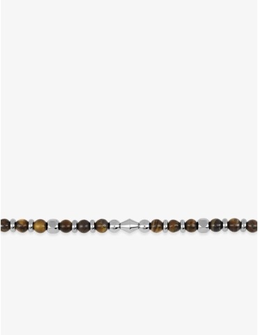 Bracelet acier et œil de tigre