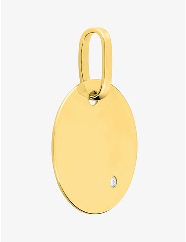 Pendentif plaque ronde or...