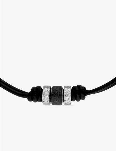 Collier cordon cuir et acier
