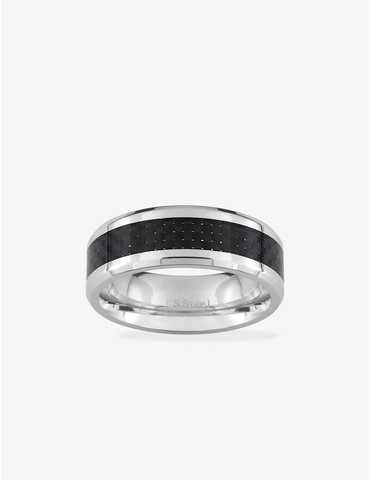 Bague acier effet tissé