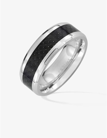 Bague acier effet tissé