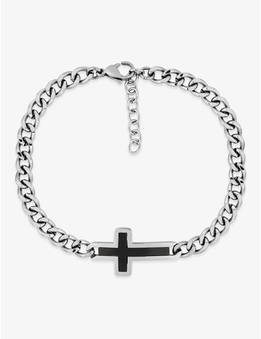 Bracelet croix noire acier