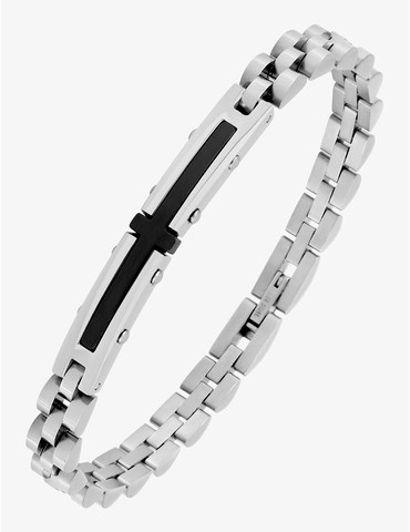 Bracelet en acier gris et noir