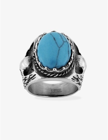 Bague en acier noirci avec...