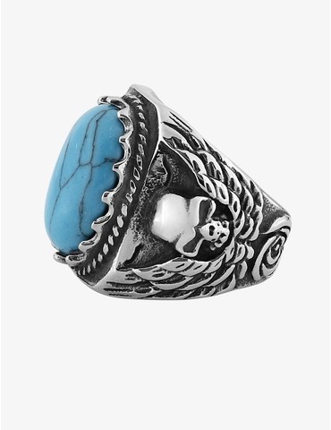 Bague en acier noirci avec...