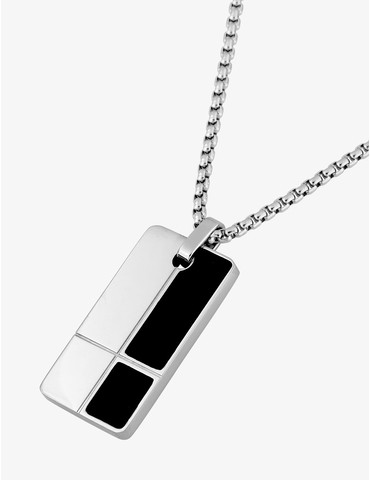 Collier en acier gris,...