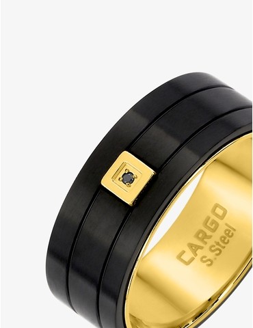 Bague imprimé noir, acier...