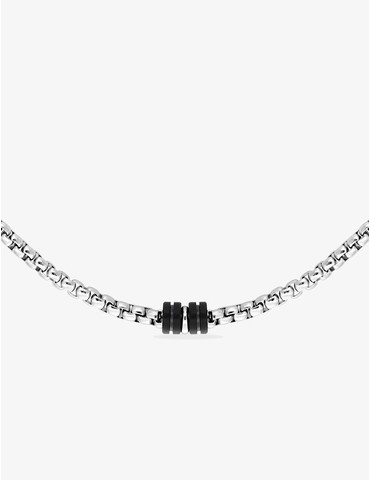 Collier imprimé noir et acier