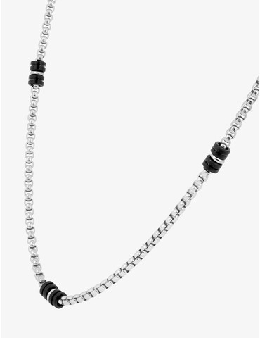 Collier imprimé noir et acier