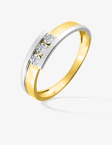 Bague en or bicolore 375 ‰,...
