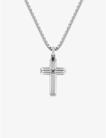 Collier croix acier avec...