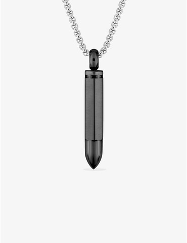 Collier acier pendentif noir