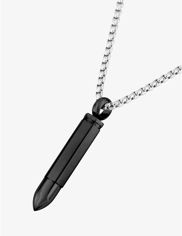 Collier acier pendentif noir