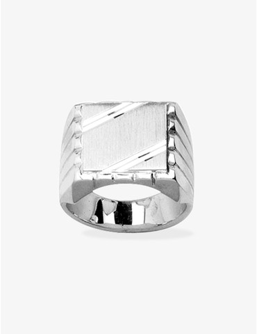 Chevalière rainurée argent...