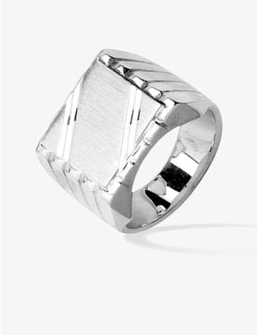 Chevalière rainurée argent...