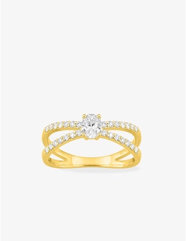 Bague solitaire accompagnée...