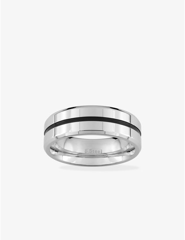 Bague en acier gris et...