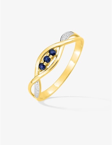 Bague or 375‰ saphir et...