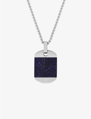 Collier en acier gris et...