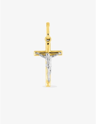 Pendentif croix bicolore en...