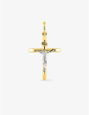 Pendentif croix bicolore en...