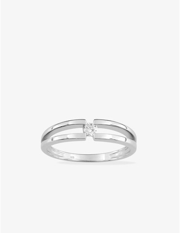 Bague solitaire or blanc...