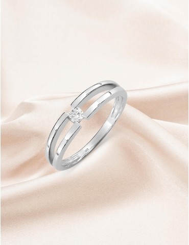 Bague solitaire or blanc...