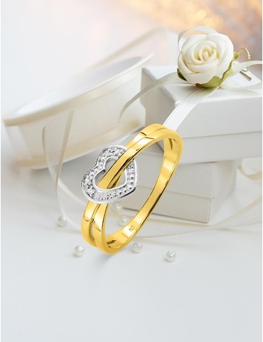 Bague cœur or 375‰ et...