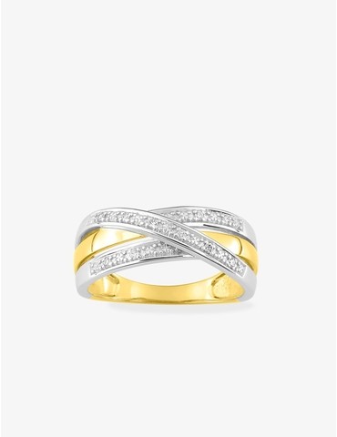 Bague or jaune 375‰ rhodié...