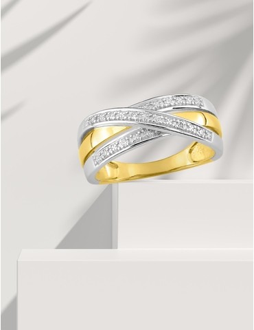 Bague or jaune 375‰ rhodié...