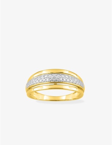 Bague or jaune 375‰ rhodié...