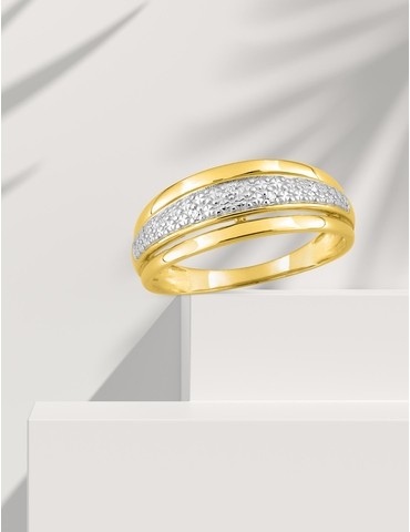Bague or jaune 375‰ rhodié...