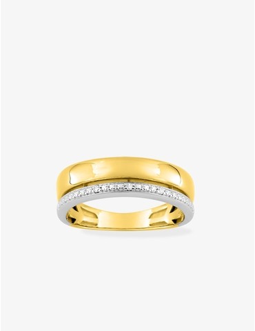 Bague or jaune 375‰ rhodié...