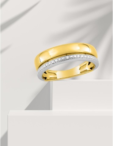 Bague or jaune 375‰ rhodié...