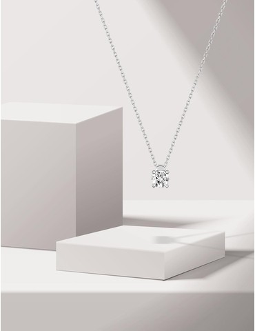 Collier solitaire or blanc...
