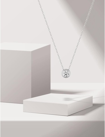 Collier solitaire or blanc...