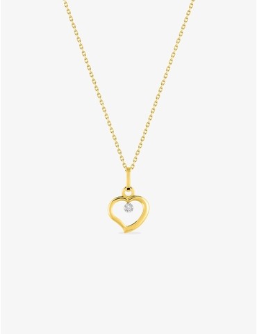 Collier cœur or jaune 375‰...