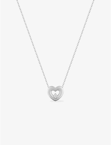 Collier cœur or blanc 375‰...
