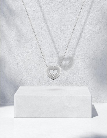 Collier cœur or blanc 375‰...