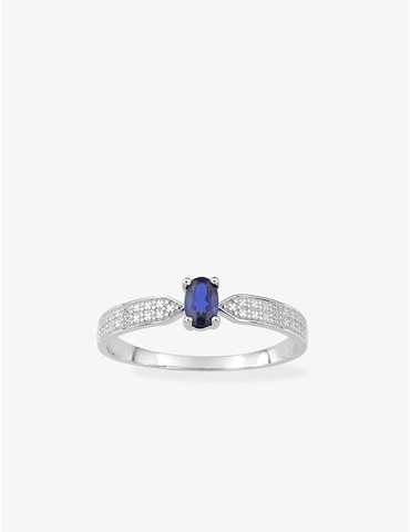 Bague or blanc 375‰ et saphir