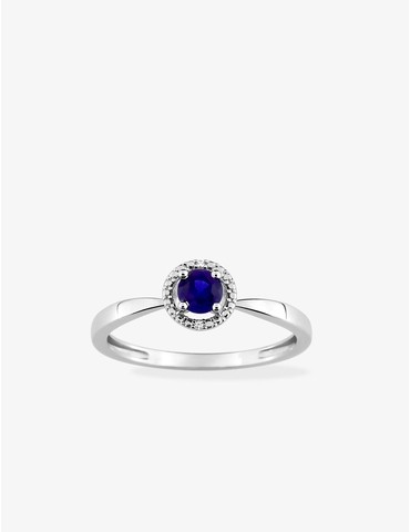 Bague or blanc 375‰, saphir...