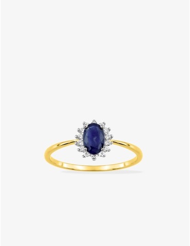 Bague or jaune 375‰, saphir...