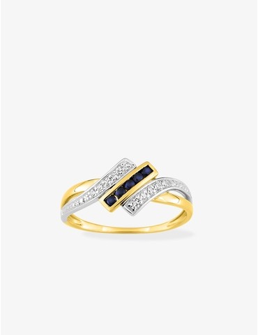 Bague or jaune 375‰, saphir...